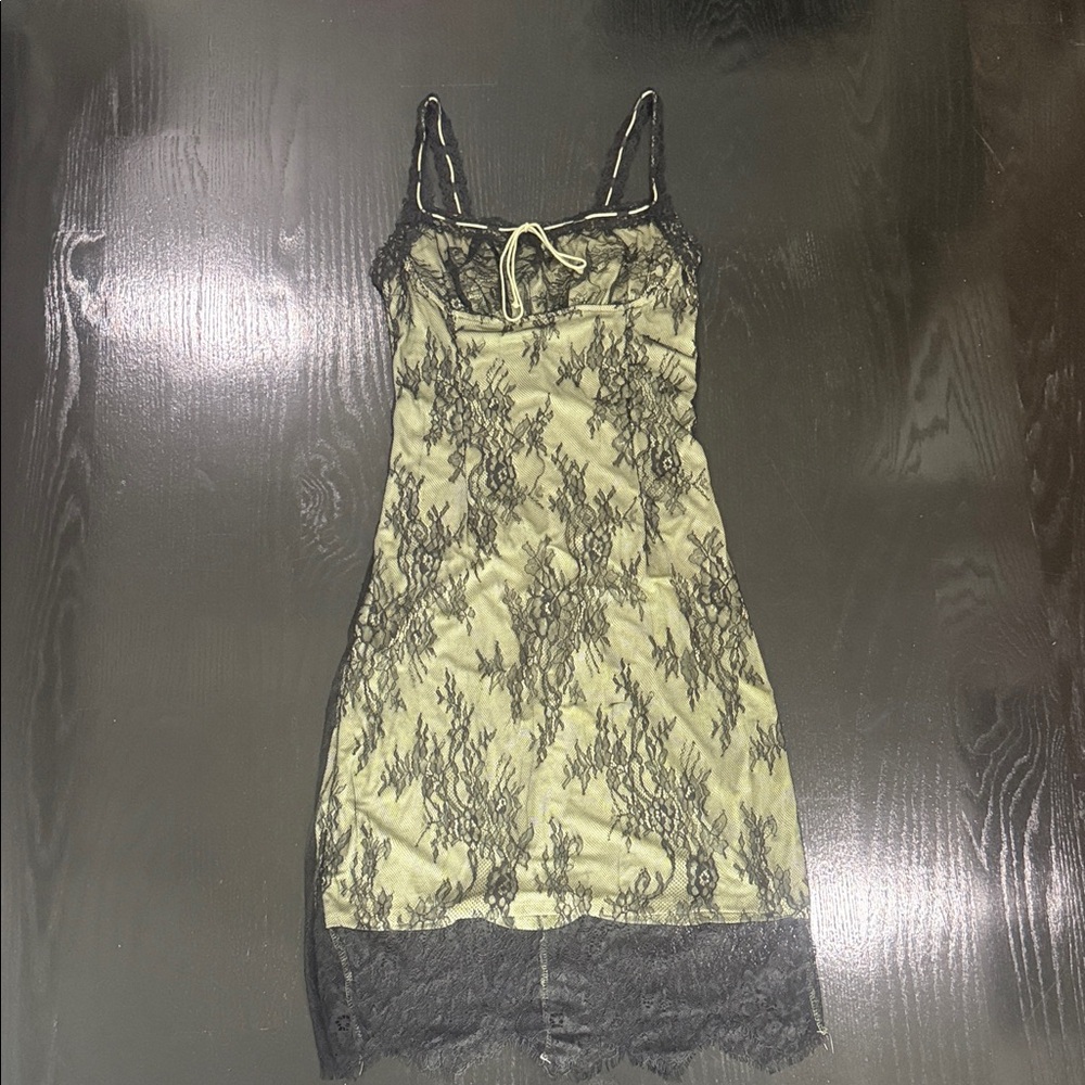 Cider Olive Green Lace Cami Dress